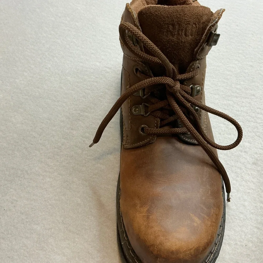 RJ Colt Men Leather Work Boots Ice Traction Cleats‎ Size 11.5 Brown Ankle Rugged